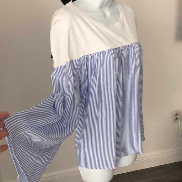 New York & Company Tops - blue and white pinstripe blousy top